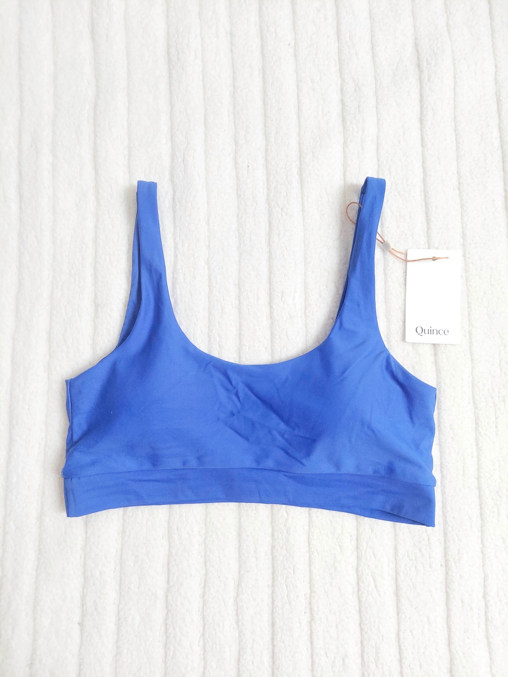 Quince Italian Electric Blue Scoop Neck Bikini Top Womens Size Medium NWT Travel